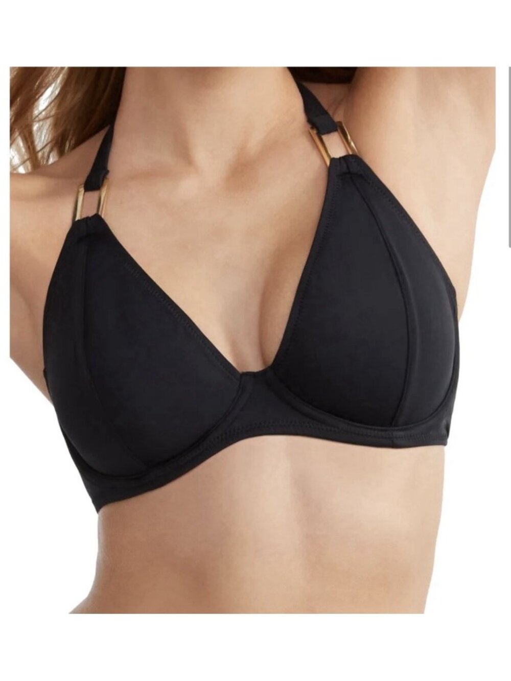 Miss Mandalay Boudoir Beach Halter Bikini Top BOU01 Black size 34G UK New
